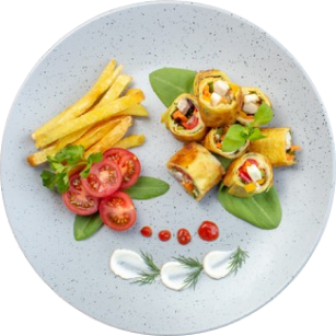 Dishim with Fries and Sause